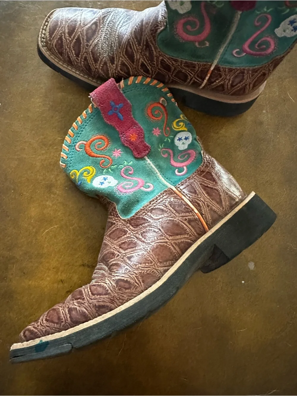 Ariat Sugar Skull Cowboy Boots Size 13